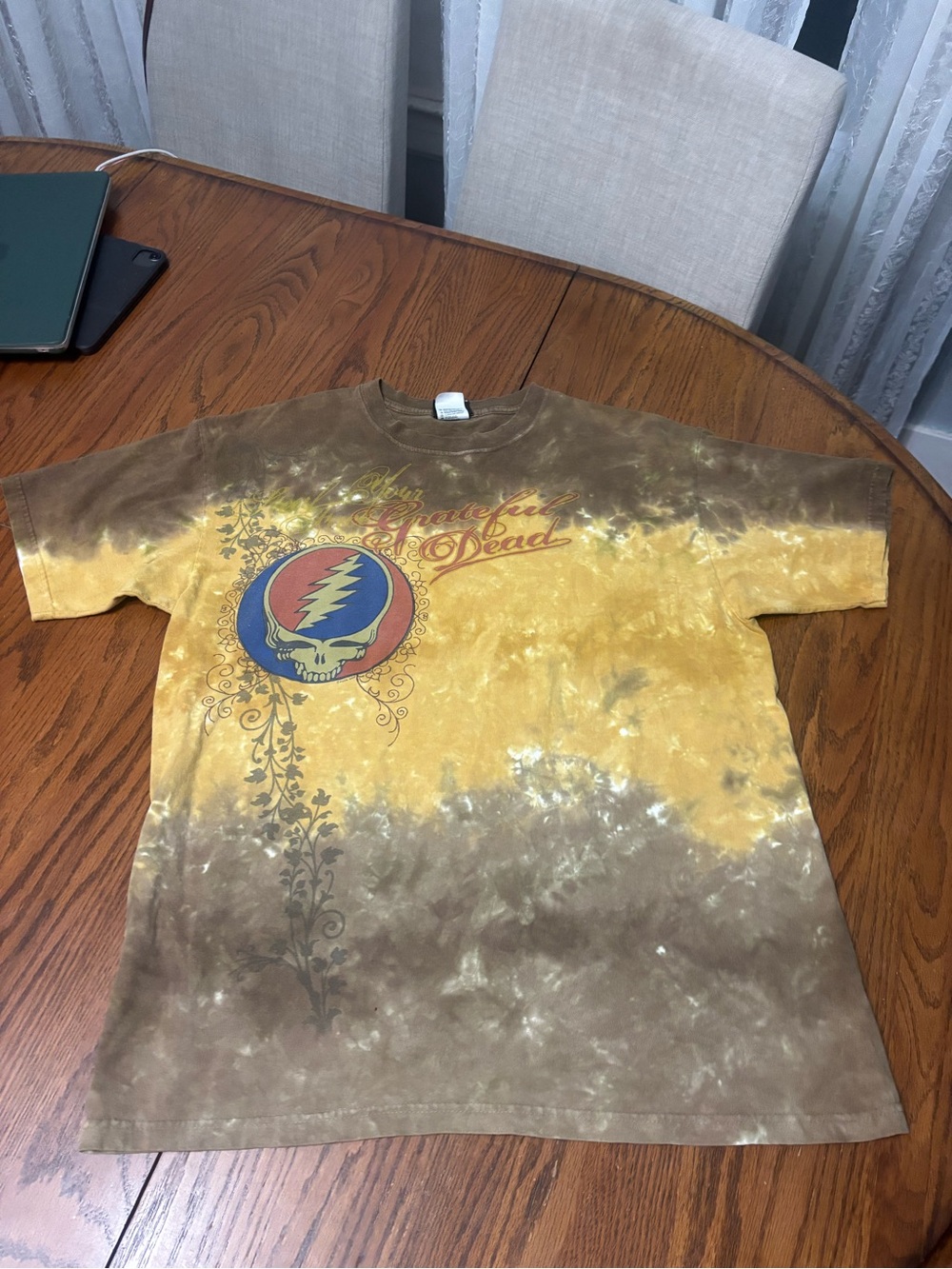 Grateful Dead liquid blue 2006 tie dye skull graphic t-shirt men's L